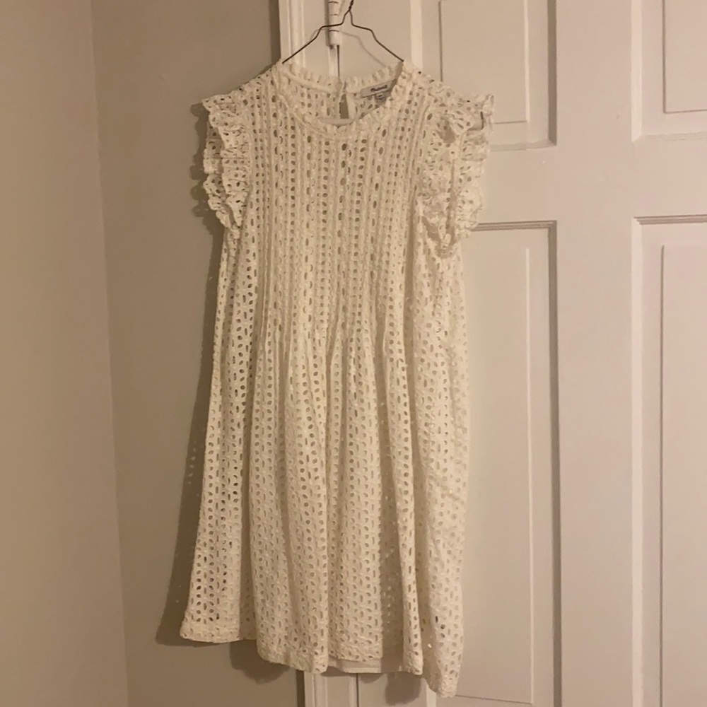 Madewell White eyelet puffy sleeved dress.